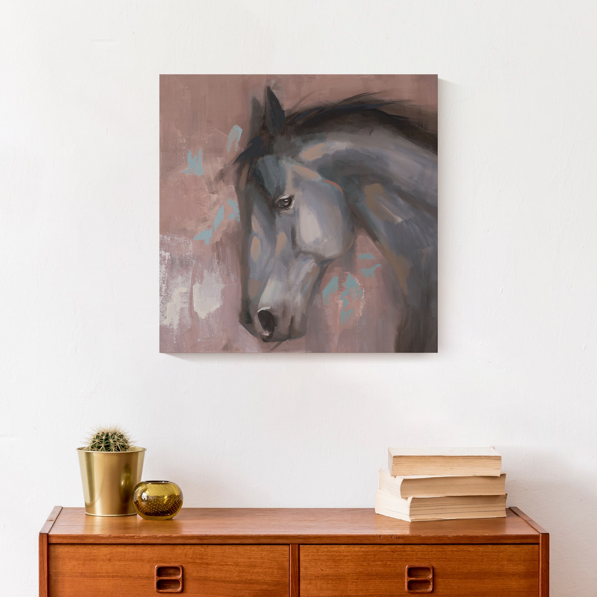 Horse on Red Canvas Wall Art